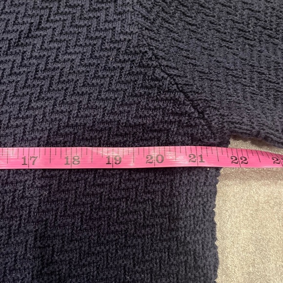 [US:S]Mango Men Cotton Blend Zigzag Cord Jacket Navy Textured Knit Cardigan - Picture 4 of 7